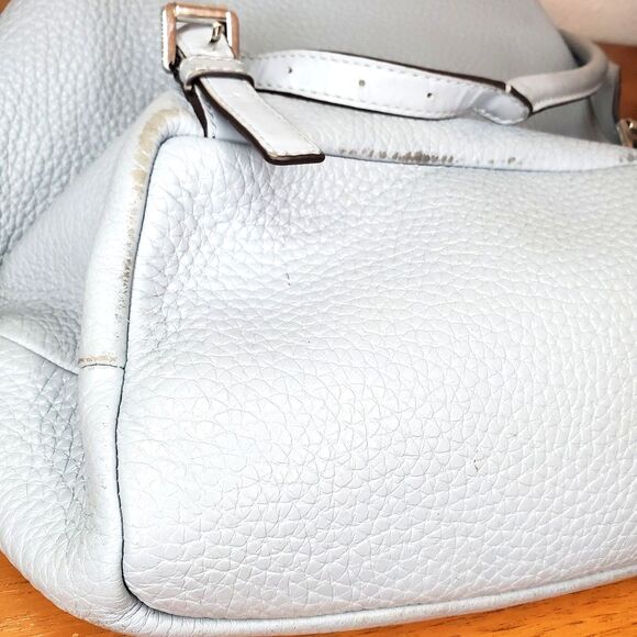 Michael Kors Dalia Drawstring Backpack Powder Blue Pebbled Leather Bag Travel - Picture 8 of 12